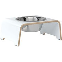Produktbild von dogBar Hundebar Single Erhöhter Napf aus Holz Weiß Grösse M-Small 36 x 24 x 14 cm