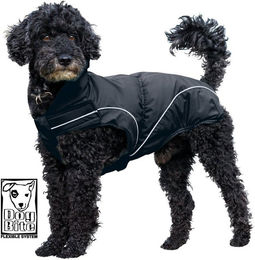 DogBite Regenjacke für Hunde in Schwarz aus Polyester, wasserdicht und atmungsaktiv, Größe M – Bild 1 von 5
