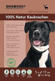 DOGBOSS 100% Natur Kauknochen aus Hirschhaut für Hunde 17 cm 5er Pack – Bild 1 von 6
