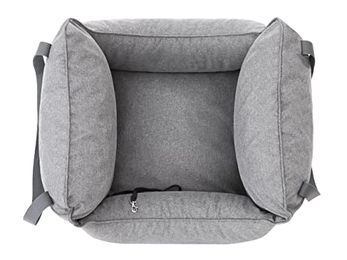 DOGGY Autositz für kleine Hunde als Hundebett und Hundekissen aus OEKO-TEX Stoff in Grau 55 x 60 cm – Bild 1 von 4