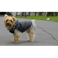 Produktbild von Doggy Dolly Hundejacke mit Kapuze und Kunstfell Schwarz Größe L Wasserabweisender Wintermantel für Hunde