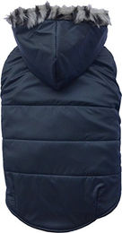 Doggy Dolly W066 Hundejacke mit Kapuze und Kunstfell in Schwarz Größe L wasserabweisender Wintermantel für Hunde – Bild 1 von 5
