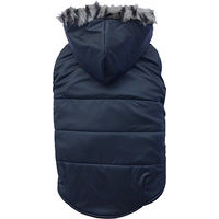 Produktbild von Doggy Dolly W066 Hundejacke mit Kapuze und Kunstfell in Schwarz Größe L wasserabweisender Wintermantel für Hunde