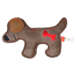 Produktbild von Doggy Doodles Plüschspielzeug für Welpen braun mit Lederdetails