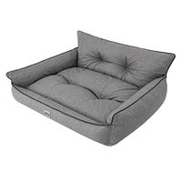 Produktbild von DOGGY Hundebett aus gestepptem Öko-Leinen in Graphit Grau Größe L 64 x 49 cm