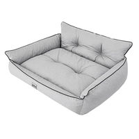 Produktbild von DOGGY Hundebett aus gestepptem Ökoleinen in Grau Größe L 64 x 49 cm