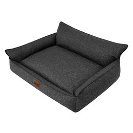 DOGGY Hundebett aus Ökoleinen in Schwarz XL 82 x 63 cm – Bild 1 von 7