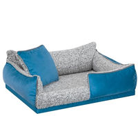 Produktbild von DOGGY Hundebett aus Plüsch für kleine und mittelgroße Hunde, Blau, XL 80x60 cm
