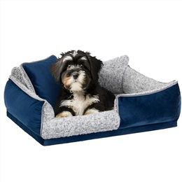 DOGGY Hundebett aus Plüsch für kleine und mittelgroße Hunde in Blau XL – Bild 1 von 6