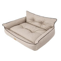 Produktbild von DOGGY Hundebett gestepptes Hundekissen aus Öko-Leinen in Beige Größe L 64 x 49 cm