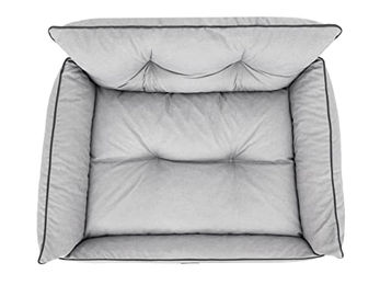 DOGGY Hundebett XL aus gestepptem Öko-Leinen in Grau 82 x 63 cm – Bild 1 von 8