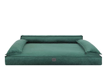DOGGY Hundebett XL aus Velours in Grün 99 x 66 cm OEKO-TEX-zertifiziert – Bild 1 von 5