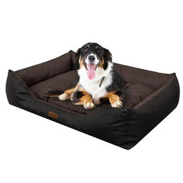 DOGGY Hundebett XL für große Hunde in Braun mit erhöhten Rändern und OEKO-TEX Zertifizierung 114x84 cm – Bild 1 von 7