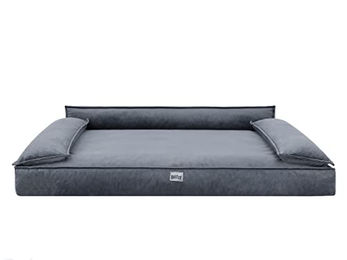 DOGGY Hundebett XXL Hundecouch aus Velours in Graphit 120 x 77 cm mit OEKO-TEX Zertifizierung – Bild 1 von 6