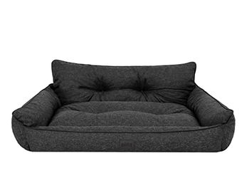 DOGGY Hundebett XXL Schwarz aus Öko-Leinen Stoff 106 x 80 cm – Bild 1 von 4