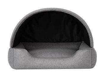 DOGGY Hundehöhle Hundebett und Katzenbett aus Öko-Leinen in Grau 60x47 cm – Bild 1 von 6