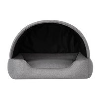 Produktbild von DOGGY Hundehöhle Hundebett und Katzenbett aus Öko-Leinen in Grau 60x47 cm