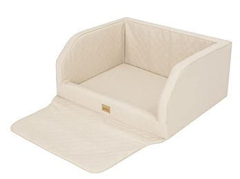DOGGY Hundetransportbox und Hundebett aus Kunstleder in Beige für große und mittelgroße Hunde 92x70x39 cm – Bild 1 von 3