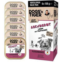 Produktbild von Dogs'n Tiger Abendbrot Hundefutter Lamm und Pastinake Stückchen in Sauce getreidefrei 6x150 g