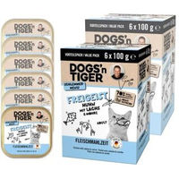 Produktbild von Dogs'n Tiger Adult Nasskatzenfutter Freigeist Huhn Lachs und Möhre Stückchen in Sauce 12x100 g