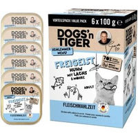 Produktbild von Dogs'n Tiger Adult Nasskatzenfutter Freigeist Huhn Lachs und Möhre Stückchen in Sauce 6x100 g