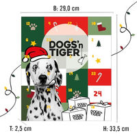 Produktbild von Dogs'n Tiger Adventskalender für Hunde mit natürlichen Belohnungssnacks aus Huhn, Ente und Lachs – Getreidefrei, ohne Zucker und mit hohem Fleischanteil für alle Altersstufen