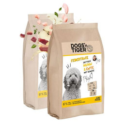 Produktbild von Dogs'n Tiger Federtanz Adult Premium Trockenfutter für Hunde Huhn und Ente Getreidefrei 2x 12kg