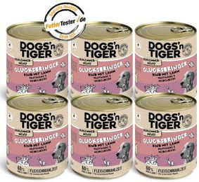 Dogs'n Tiger Glücksbringer Hundefutter Adult Rind und Lamm Stückchen in Sauce getreidefrei 6x800g - 6 x 800 g – Bild 1 von 6