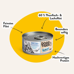 Dogs'n Tiger Hund Nassfutter Thunfisch und Lachsfilet Stückchen in Sauce getreidefrei ohne Zucker 12x70g - 12 x 70 g – Bild 1 von 3