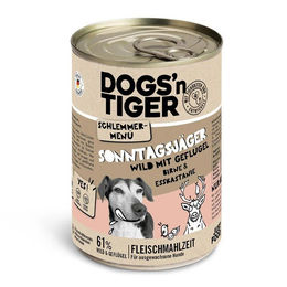 Produktbild von Dogs'n Tiger Hunde Nassfutter Adult Sonntagsjäger Wild und Geflügel Stückchen in Sauce getreidefrei 6 x 400 g - 12 x 400 g
