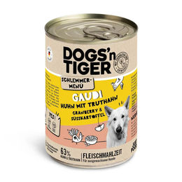 Produktbild von Dogs'n Tiger Hundefutter Adult Stückchen in Sauce Huhn mit Truthahn, Getreidefrei, 6 x 400 g - 400 g