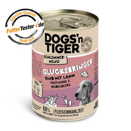 Produktbild von Dogs'n Tiger Hundefutter Adult Stückchen in Sauce Rind mit Lamm, Pastinake & Heidelbeere getreidefrei ohne Zucker 6 x 400 g - 6 x 400 g