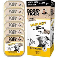 Produktbild von Dogs'n Tiger Hundefutter Huhn & Karotte Getreidefrei Mahlzeit Multibox 6x150 g