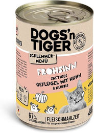 Produktbild von Dogs'n Tiger Hundefutter Schlemmermenü Frohsinn Geflügel und Kürbis Adult Getreidefrei 6x400g