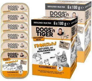 Dogs'n Tiger Katzen Nassfutter Adult Geflügel und Kürbis Stückchen in Sauce getreidefrei 2x100 g – Bild 1 von 3