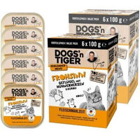 Produktbild von Dogs'n Tiger Katzen Nassfutter Adult Geflügel und Kürbis Stückchen in Sauce getreidefrei 2x100 g