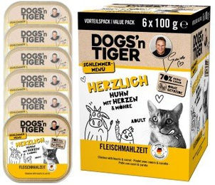 Dogs'n Tiger Katzen Nassfutter Adult Huhn mit Rind und Karotten in Sauce mit hohem Fleischanteil 600g – Bild 1 von 3