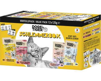 Dogs'n Tiger Katzen Nassfutter Schlemmerbox Adult Stückchen in Sauce Getreidefrei und Ohne Zucker 12 x 125 g - 12 x 125 g – Bild 1 von 5