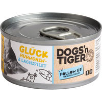 Produktbild von Dogs'n Tiger Katzennassfutter Glück Huhn und Lachs Filets für erwachsene Katzen getreidefrei ohne Zucker 12 x 70 g - 12 x 70 g