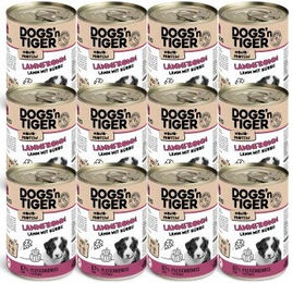 Dogs'n Tiger Lammfromm Hundefutter für Welpen mit Lamm, hoher Fleischanteil, ohne Farb- und Aromastoffe, 12x 400 g - 12 x 400 g – Bild 1 von 7