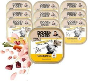Dogs’n Tiger Mahlzeit Adult Hundenassfutter Huhn mit Karotte Stückchen in Sauce getreidefrei 10x150g – Bild 1 von 12