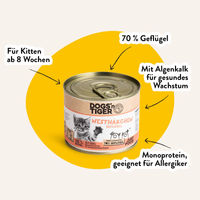Produktbild von Dogs'n Tiger Nesthäkchen Kitten Nassfutter Geflügel getreidefrei mit hohem Fleischanteil 6x200g