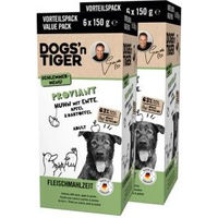 Produktbild von Dogs'n Tiger Proviant Multibox Hund Futter Huhn & Ente Stückchen in Sauce getreidefrei 12x150 g