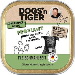 Dogs'n Tiger Proviant Schale Hund Huhn & Ente Stückchen in Sauce getreidefrei 10x150 g – Bild 1 von 3