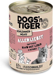 Dogs'n Tiger Schlemmermenü Allerliebst Katzennassfutter Adult Rind mit Huhn Stückchen in Sauce Getreidefrei 6 x 400 g - 6 x 400 g – Bild 1 von 2
