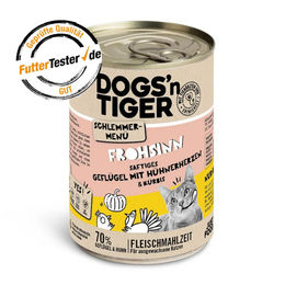 Dogs'n Tiger Schlemmermenü Katzennassfutter Geflügel mit Huhn Stückchen in Sauce Adult 6 x 400 g getreidefrei ohne Zucker - 6 x 400 g – Bild 1 von 2