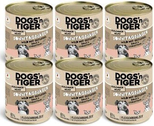 Dogs'n Tiger Sonntagsjäger Hundefutter Nassfutter für Adult Hunde mit Wild und Geflügel in Sauce 6x800 g - 6 x 800 g – Bild 1 von 7