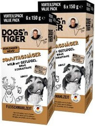 Dogs'n Tiger Sonntagsjäger Hundefutter Wild und Geflügel Stückchen in Sauce Getreidefrei 12x150 g – Bild 1 von 3