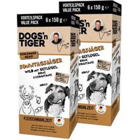 Produktbild von Dogs'n Tiger Sonntagsjäger Hundefutter Wild und Geflügel Stückchen in Sauce Getreidefrei 12x150 g