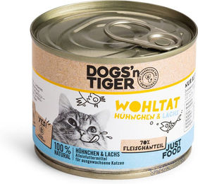 Produktbild von Dogs'n Tiger Wohltat Katzen Nassfutter Huhn & Lachs Adult Getreidefrei mit hohem Fleischanteil 6x200g - 6 x 200 g
